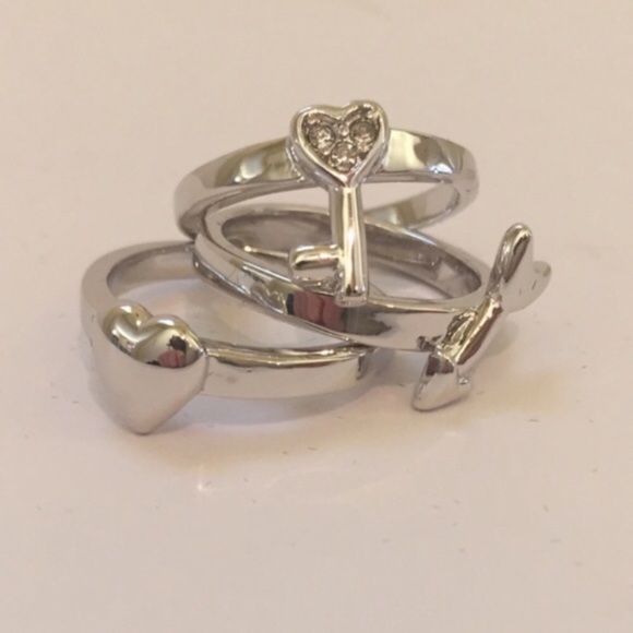 Beyond Rings Stackable Ring Set- Heart Key Arrow - Picture 2 of 4